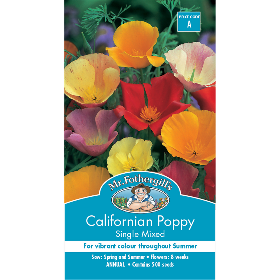 Mr Fothergill Californian Poppy Seeds 75mm Hardy Easy Grow - SuperSaverAU - view 1