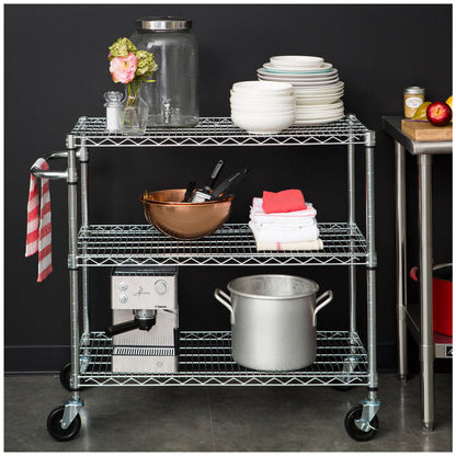 Trinity 3-Tier Utility Cart – Heavy-Duty Rolling Storage Trolley with Wheels & Handle
