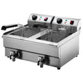 Devanti Electric Commercial Chip Cooker Deep Fryer Twin Frying Basket Countertop 20L CDF-DR20-DOUBLE-SI - SuperSaverAU - view 1