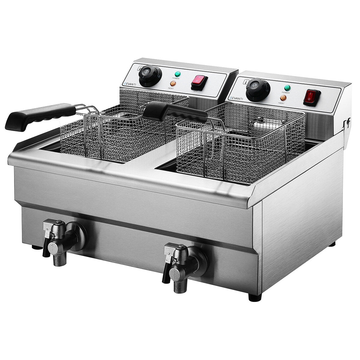 Devanti Electric Commercial Chip Cooker Deep Fryer Twin Frying Basket Countertop 20L CDF-DR20-DOUBLE-SI - SuperSaverAU - view 1