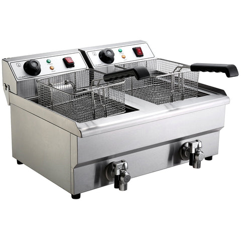 Devanti Electric Commercial Chip Cooker Deep Fryer Twin Frying Basket Countertop 20L CDF-DR20-DOUBLE-SI - SuperSaverAU - view 2