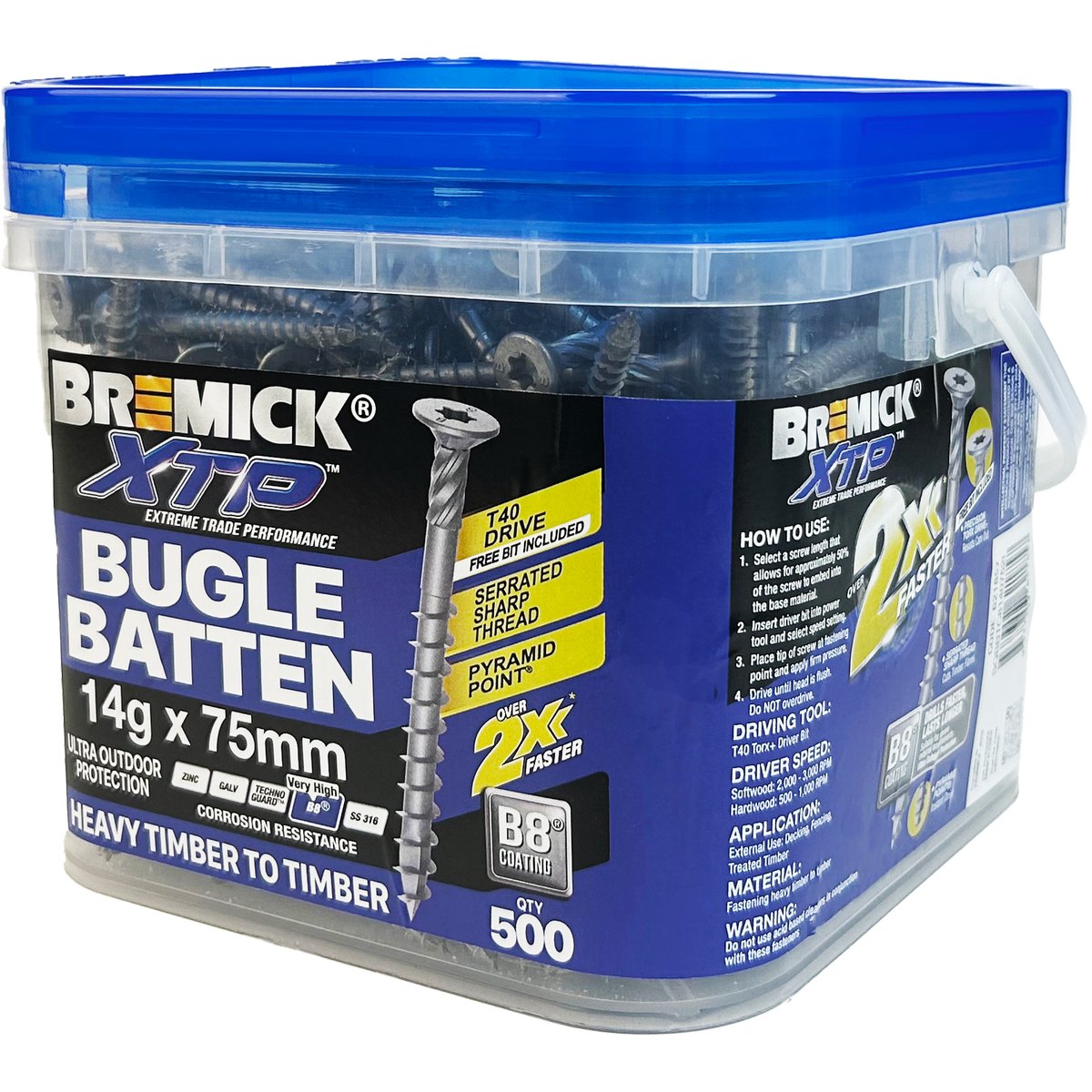 Bremick XTP Bugle Batten 14g x 75mm T40 B8 - 500 Pack - Fast Installation - SuperSaverAU - view 1