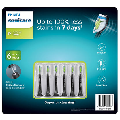 Philips Sonicare W2 Optimal White Standard Toothbrush Heads Black 6 Pack