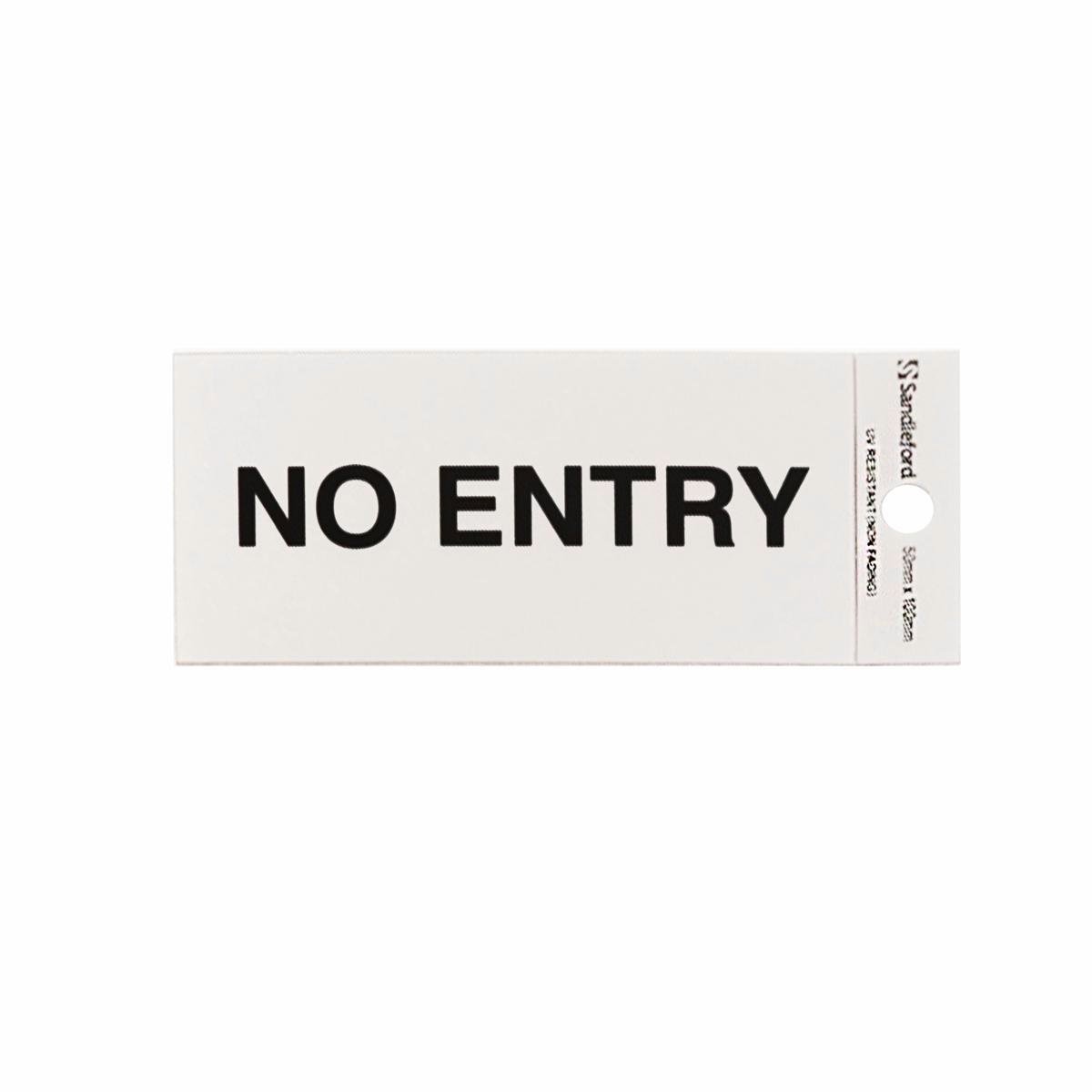 Sandleford No Entry Sign 100 x 50mm PC Weather Resistant Silver - SuperSaverAU - view 1