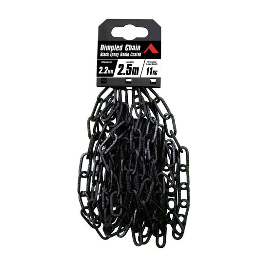 Pinnacle 2 Black Matte Dimpled Chain - 2mm x 2.5m - Antique Look - 11kg Load Rating
