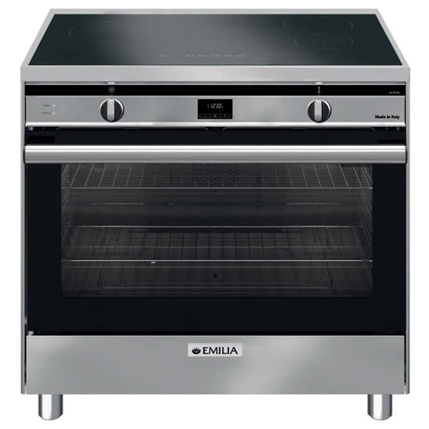 Emilia 90cm Freestanding Induction Oven 140L - Stainless Steel, Five-Zone Cooktop with Boost - EMIND96FS