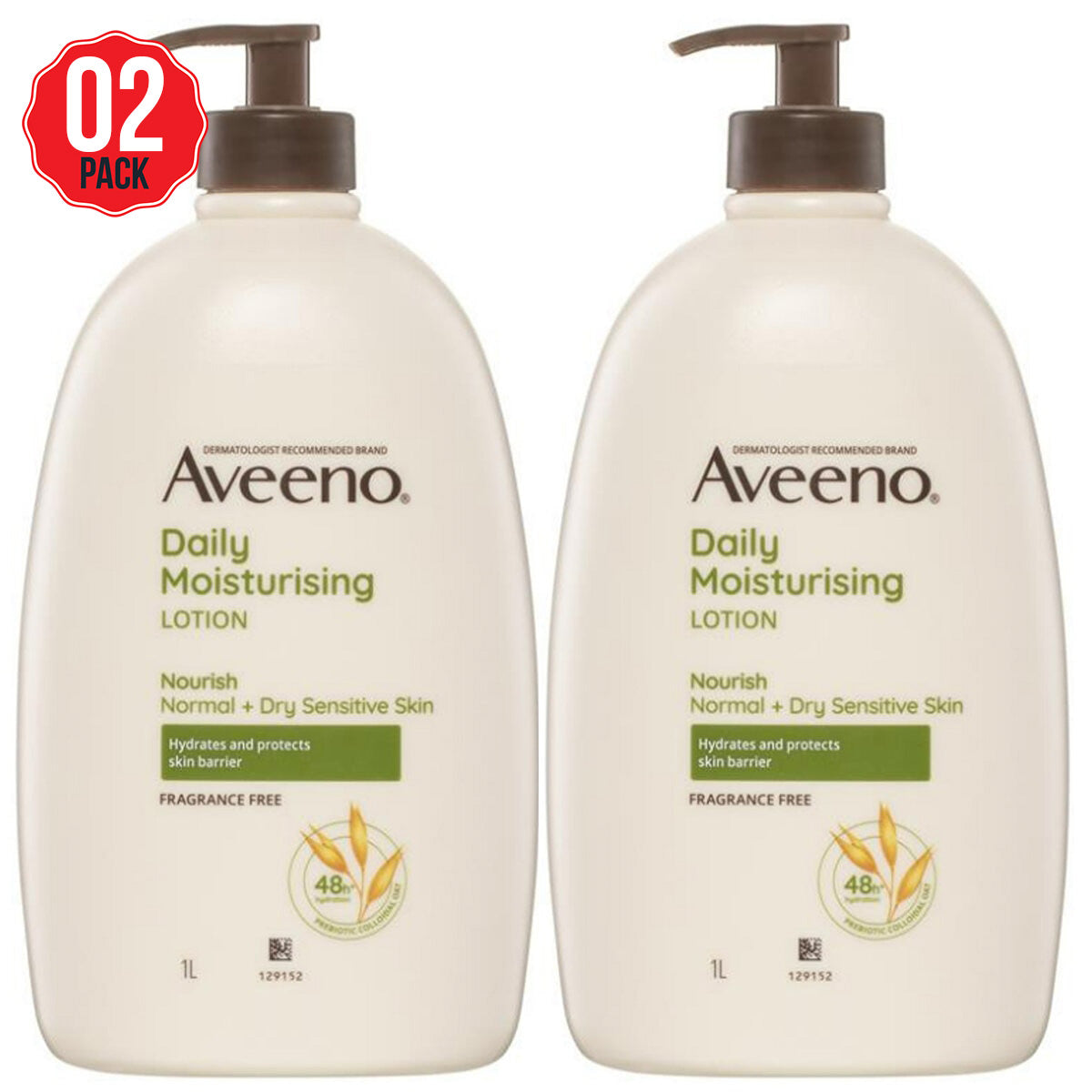 Aveeno Daily Moisturising Body Lotion Fragrance Free 2x1L - SuperSaverAU - view 1