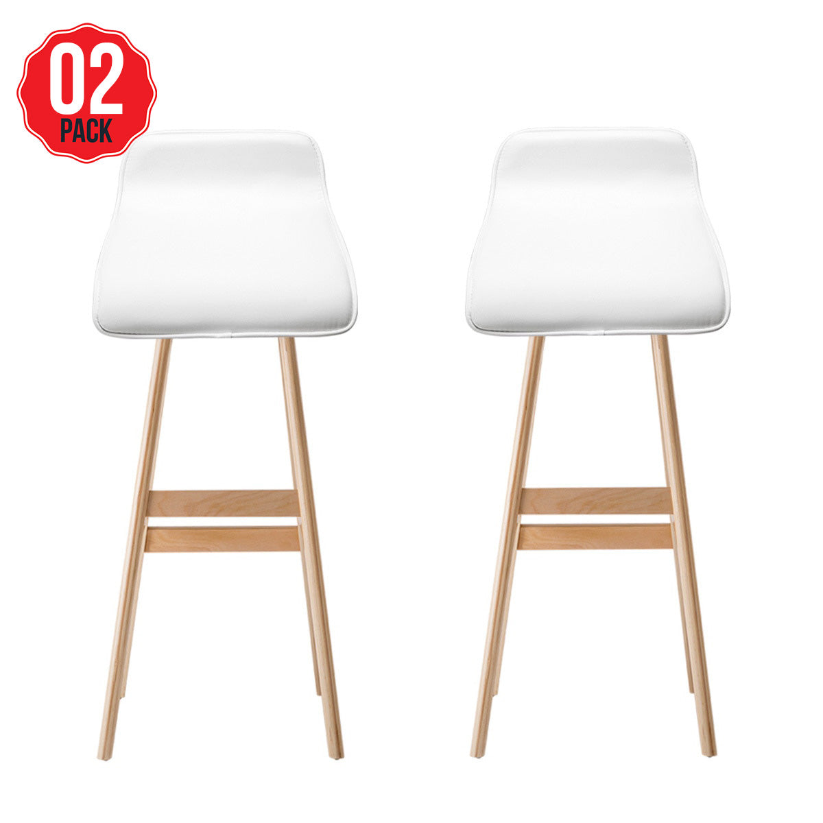 Artiss White Sliva Barstool 2 Pack - SuperSaverAU - view 1