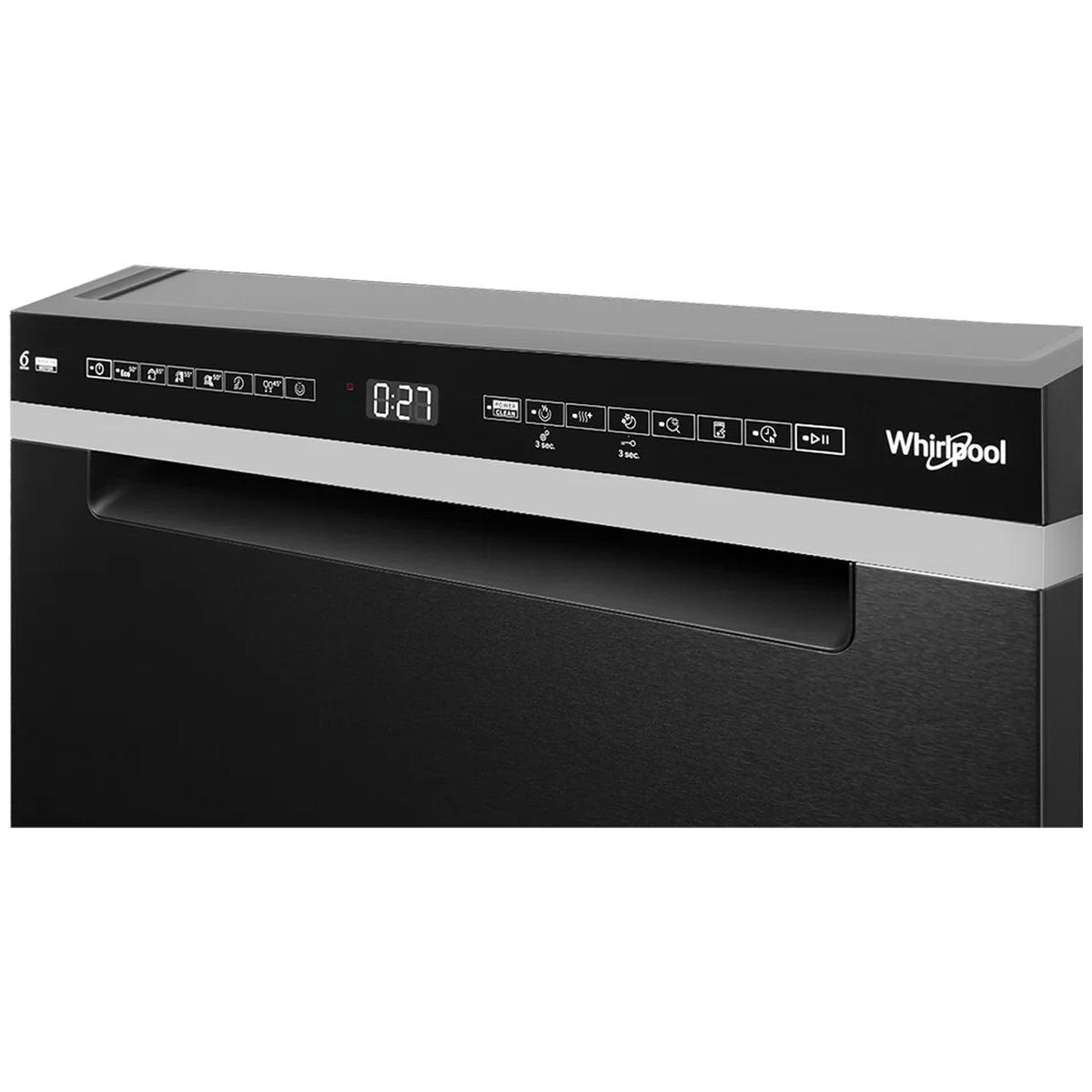 Whirlpool 60cm Built Under Dishwasher 14 Place - Black, SpaceClean 3rd Rack, 8 Programs - WDBU3I4PBSAU