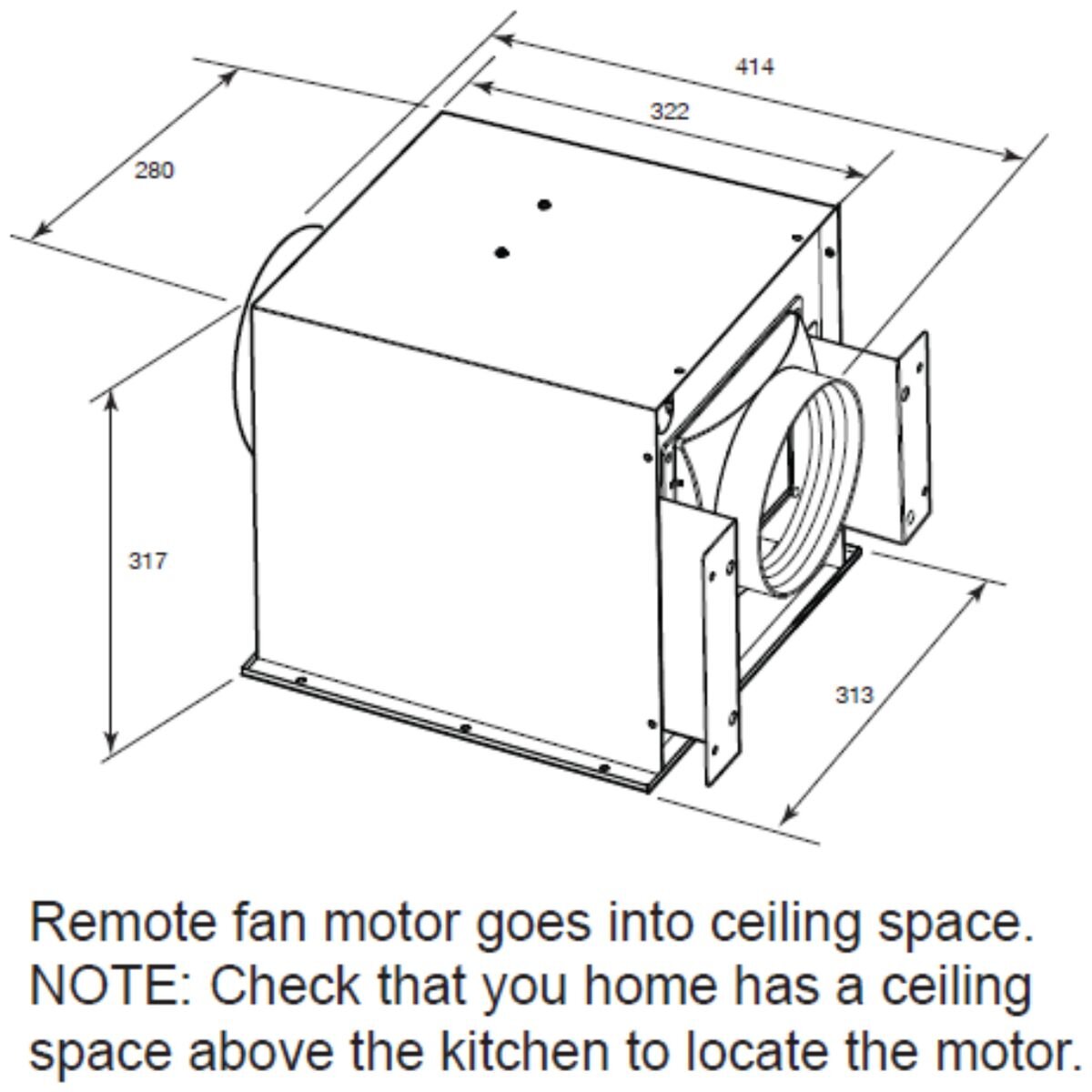 Glem Gas 85cm Offboard Undermount Rangehood - Black Stainless Steel - 1200m³/h - 12W LED - GQA85UCN