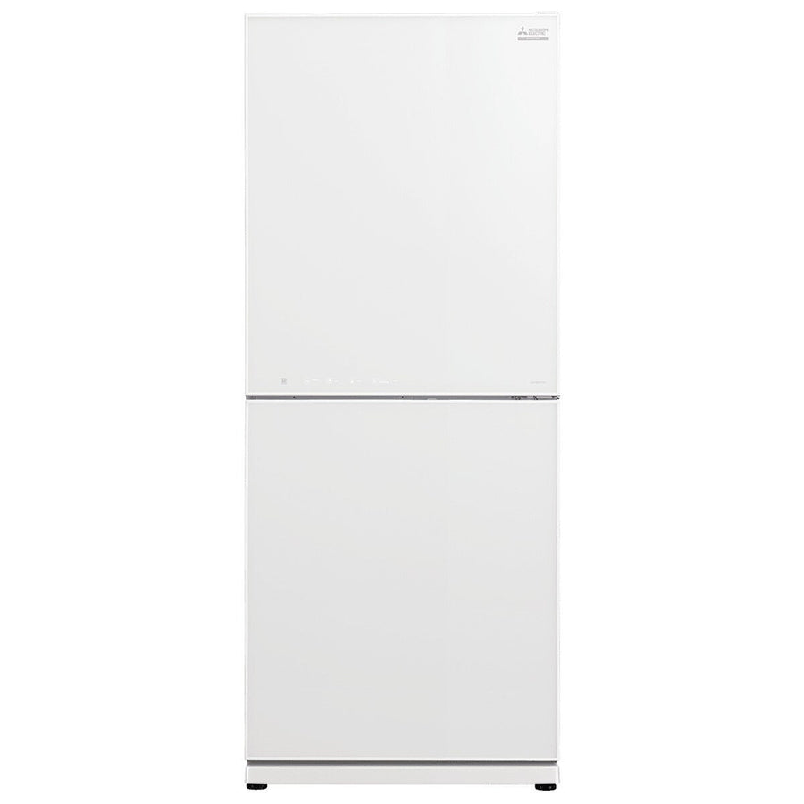 Mitsubishi Electric 421L Bottom Mount Fridge - White Glass, Ice Maker, Select Zone - MR-HGS421EX-GWH-A