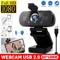 1080p Full HD USB Webcam with Microphone for PC and Laptop - Black