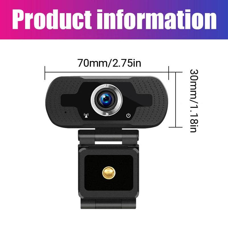 1080p Full HD USB Webcam with Microphone for PC and Laptop - Black - view 3