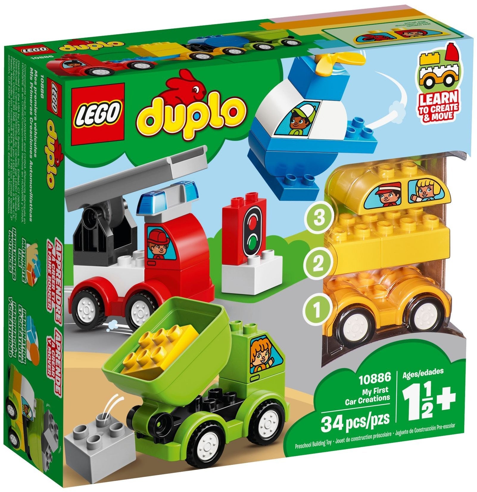 LEGO 10886 My First Car Creations: Build & Play Toddler Car Set - SuperSaverAU - view 1