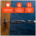 Taskmaster 6mm 316 Stainless Steel Turnbuckle 6 Pack - Tensioning Wire - 90mm x 250mm - Steel - SuperSaverAU - view 3