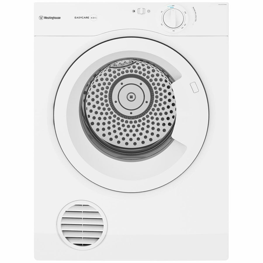 Westinghouse 4.5kg Vented Clothes Dryer - Reverse Tumble, Front or Rear Venting, White - WDV457H3WB