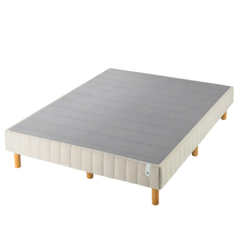 Zinus Justina queen upholstered ensemble bed base - beige, tool-free quick-snap assembly - AU-FRBX-7BG-Q