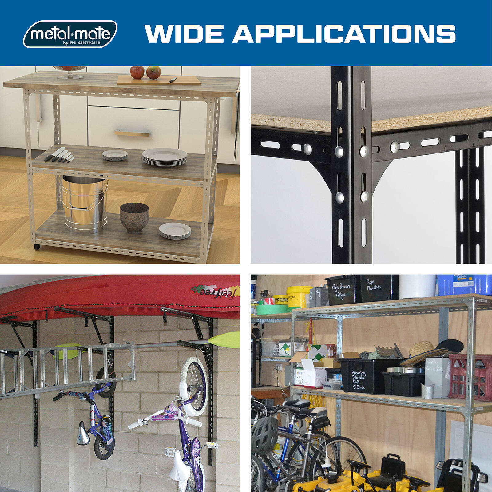 Metal Mate Black Slotted Angle Starter Pack, Steel Shelving Frame Kit