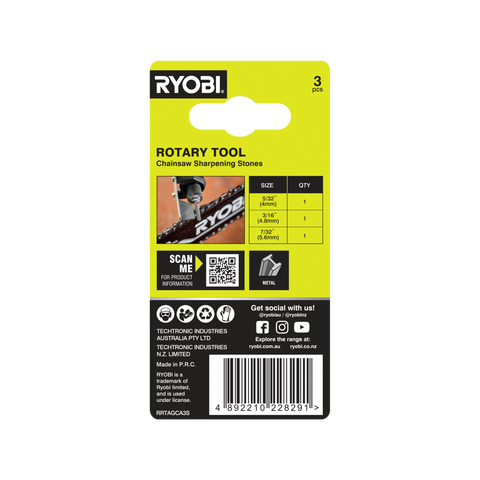 Ryobi Rotary Chainsaw Sharpening Stones Set - 3 Piece