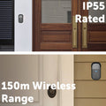 Arlec Plug in Door Chime - 150m Wireless Kinetic Push Button - Black - Battery-Free - Weatherproof - SuperSaverAU - view 2