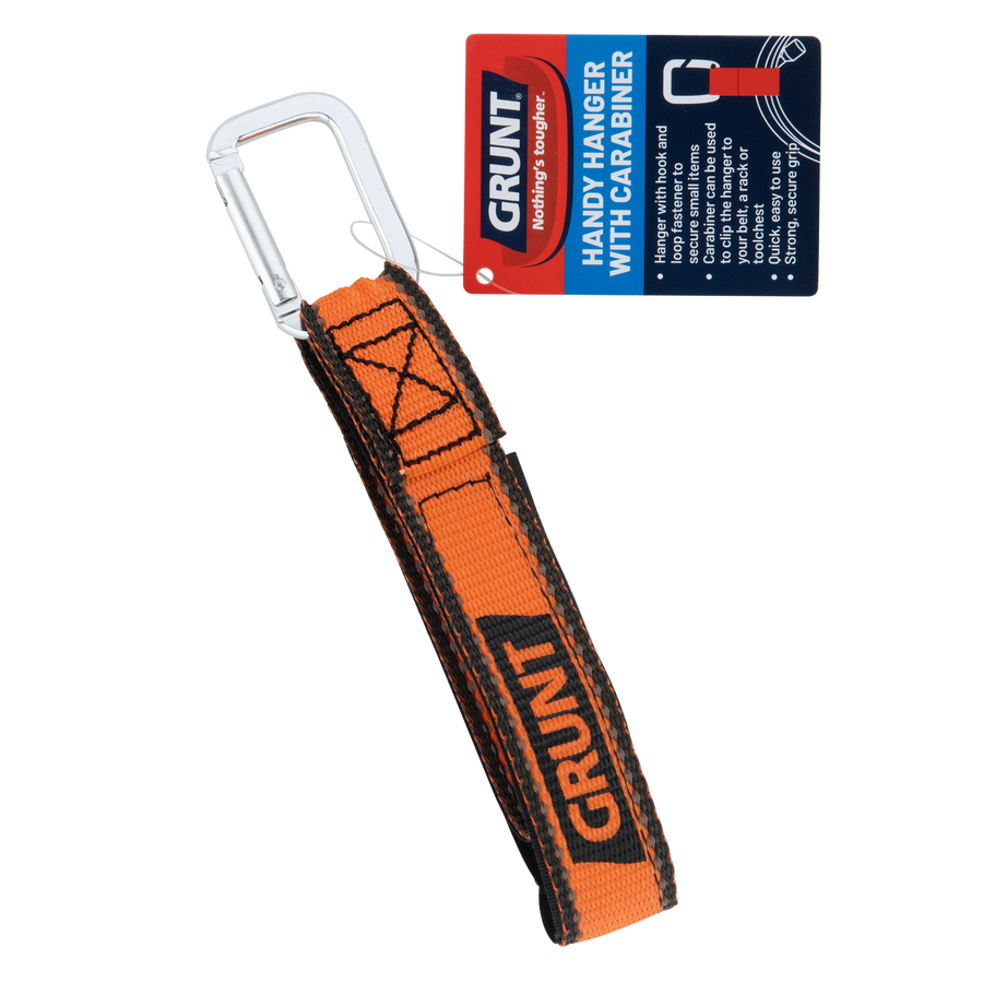 Grunt 20cm Handy Hanger with Carabiner Clip, Adjustable Hook & Loop