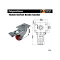 Move It Castor - 75mm - Polyurethane - Swivel Brake - SuperSaverAU - view 4