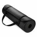 10mm Thick NBR Yoga Mat with Carry Strap, 183 x 61cm - Black