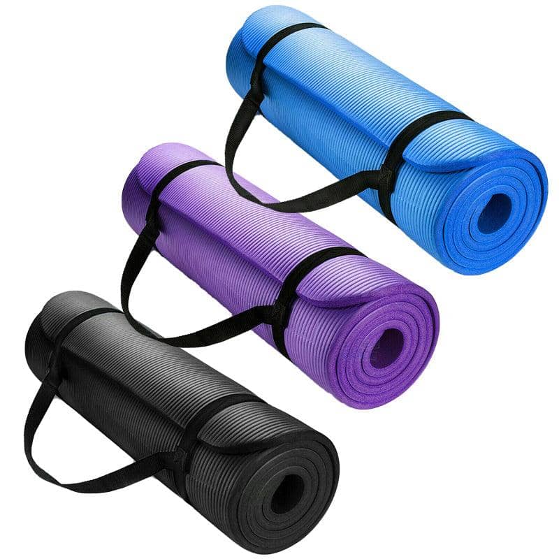10mm Thick NBR Yoga Mat with Carry Strap, 183 x 61cm - Blue - view 3