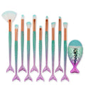 11 Piece Mermaid Makeup Brush Set - Multicolour Gradient - view 2