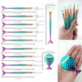 11 Piece Mermaid Makeup Brush Set - Multicolour Gradient - view 3
