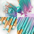 11 Piece Mermaid Makeup Brush Set - Multicolour Gradient - view 5
