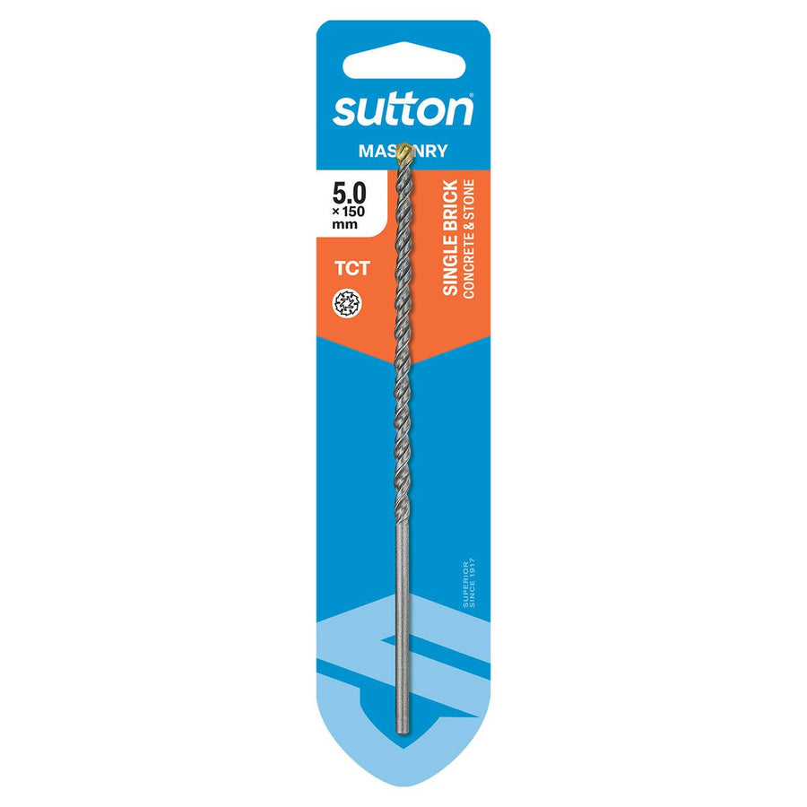 Sutton Tools Masonry Drill Bit - 5 x 150mm - Carbide Tip - Aggressive Drilling - SuperSaverAU - view 1