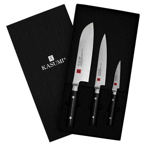 Kasumi 3 piece santoku knife set - 8.5cm paring, 15cm utility, 18cm santoku - stainless steel - 78228