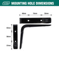 Carinya 125 x 150mm Black Powder Coated Steel Angle Bracket, 35kg, Wall Mount