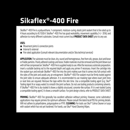 Sikaflex 400 Fire Polyurethane Sealant 600ml Grey - 4 Hours Fire Resistance