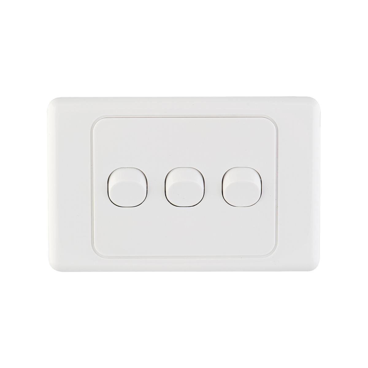 Deta White Triple Switch - 3 Gang - Polycarbonate - Standard Design - SuperSaverAU - view 1