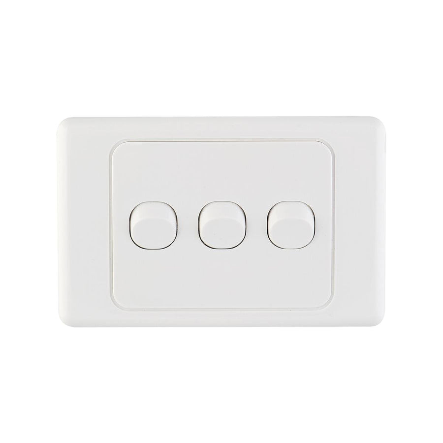 Deta White Triple Switch - 3 Gang - Polycarbonate - Standard Design - SuperSaverAU - view 1
