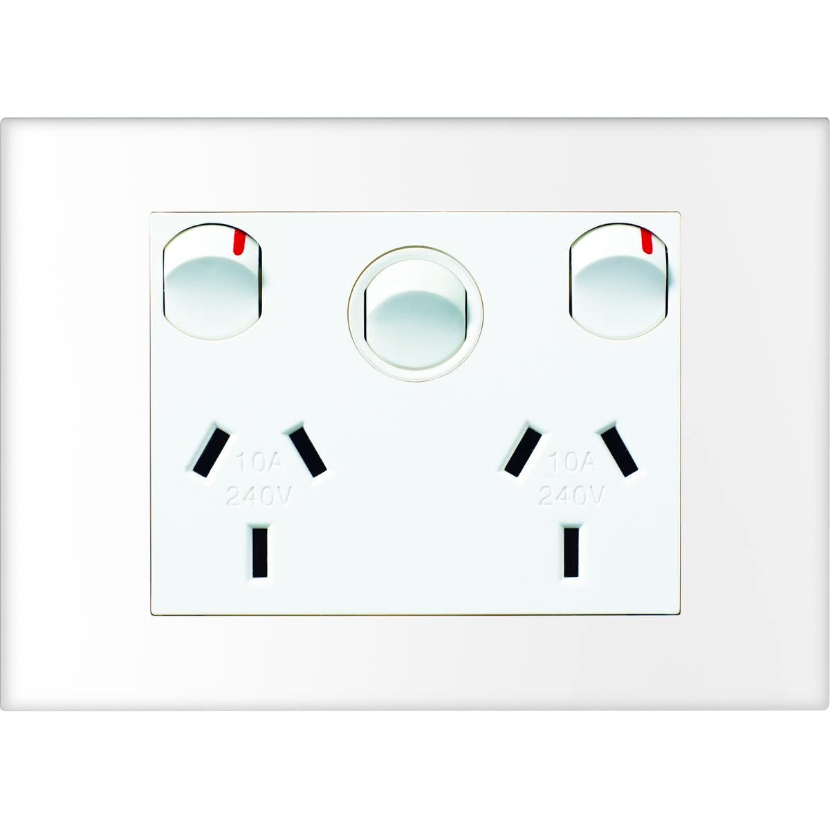 HPM Vivo Double Powerpoint 2 Gang 118mm x 85mm - White - Extra Switch - SuperSaverAU - view 1