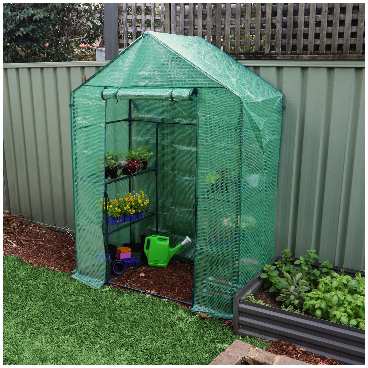 Greenlife Walk-in Greenhouse 2 Tier Twin Pack With PE Cover 195 x 143 x 73 cm - SuperSaverAU - view 3