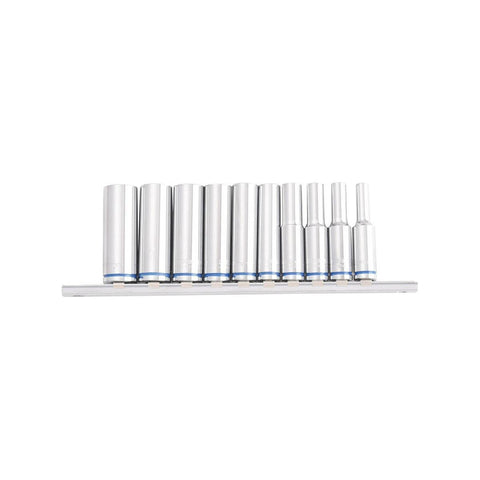 Kincrome Deep Socket Rail 10 Piece 1/4" Drive Metric - Chrome Vanadium Steel - SuperSaverAU - view 1
