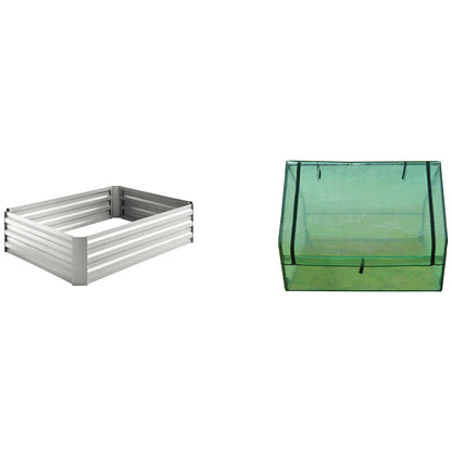 Greenlife Raised Garden Bed White 120 x 90 x 30cm With Drop Over Greenhouse