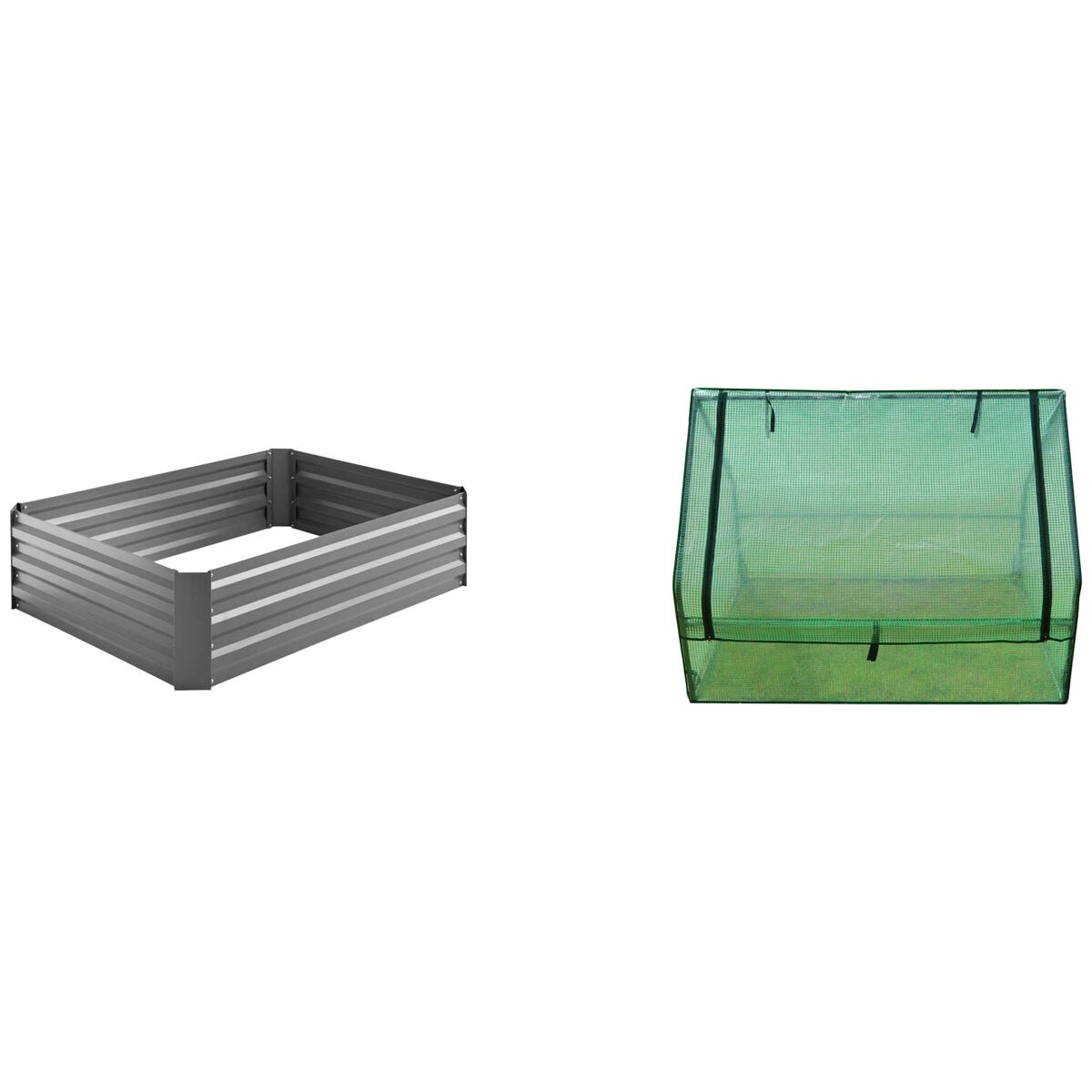 Greenlife Garden Bed Slate Grey 120 x 90 x 30cm With Drop Over Greenhouse