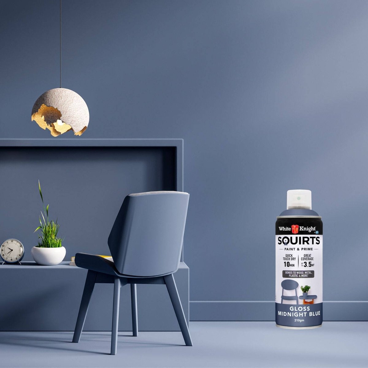 White Knight Squirts Midnight Blue Gloss Spray Paint 310g Durable Finish - SuperSaverAU - view 4