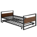 Zinus Ironline Single trundle bed frame set - black steel, daybed with hidden trundle - AU-IRDBS-39