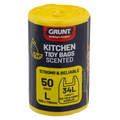 GRUNT 34L Lemon Scented Kitchen Tidy Bags, 50 Pack, HDPE with Handles