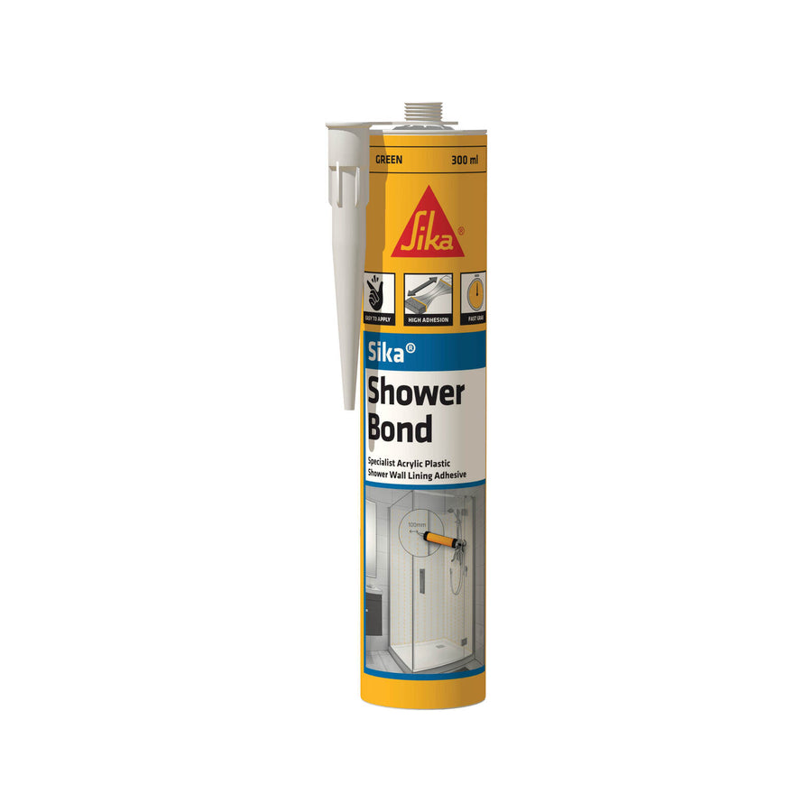 Sika 300g Showerbond Shower Wall Lining Adhesive, Green, Solvent-Based Gun-Grade