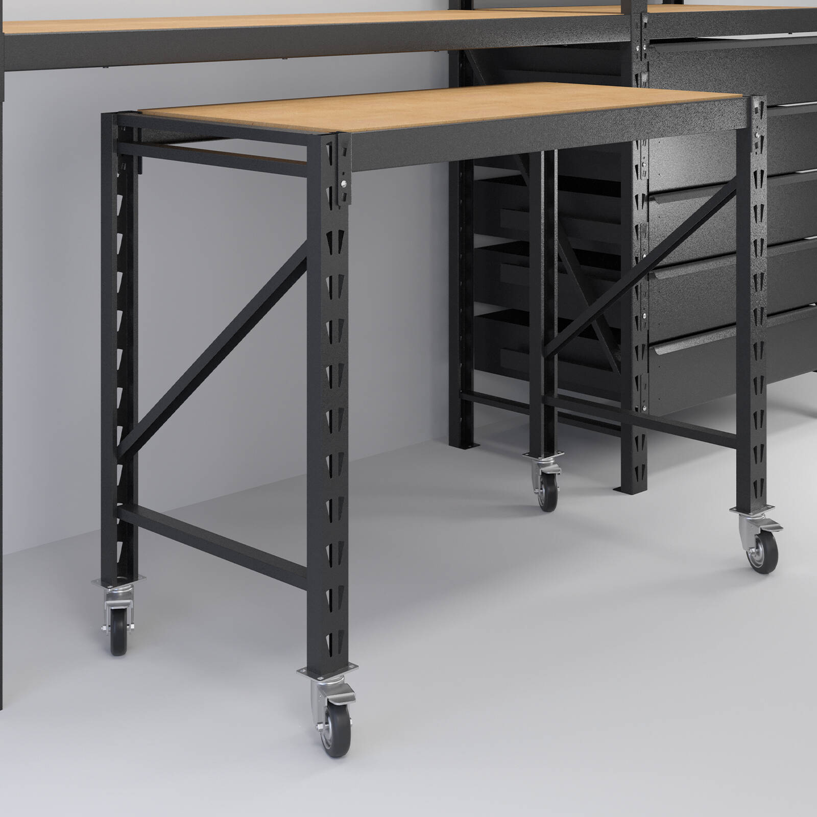 Rack It 1000kg Workbench Castors, 4 Pack Zinc Coated Steel with Lockable Brakes