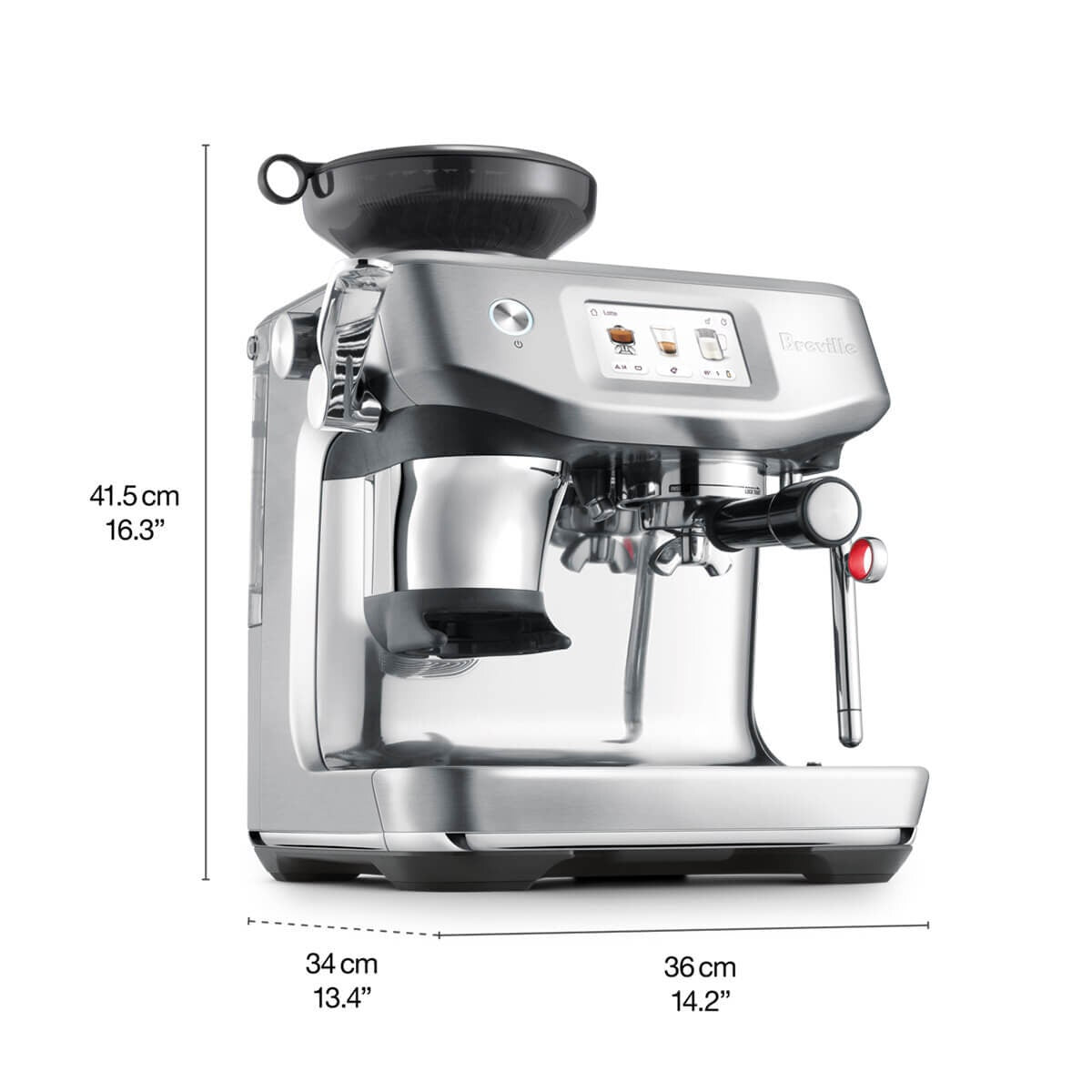 Breville Barista Touch Impress Coffee Machine - 13 Presets, Auto MilQ, Black Truffle - BES881BTR2IAN2