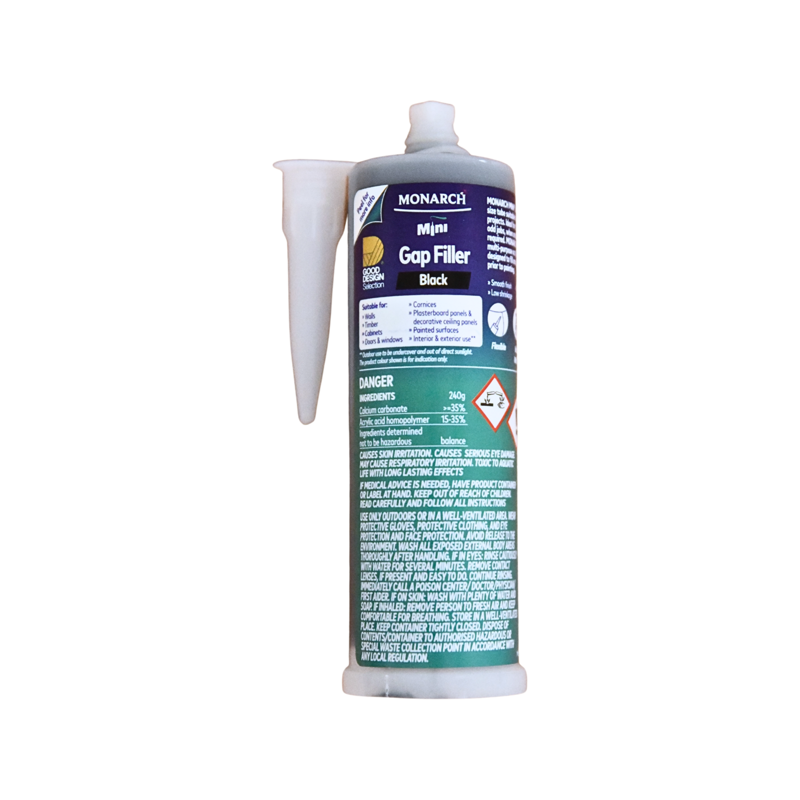 Monarch Mini Gap Filler 240g Black - Acrylic Sealant for Gaps & Joins