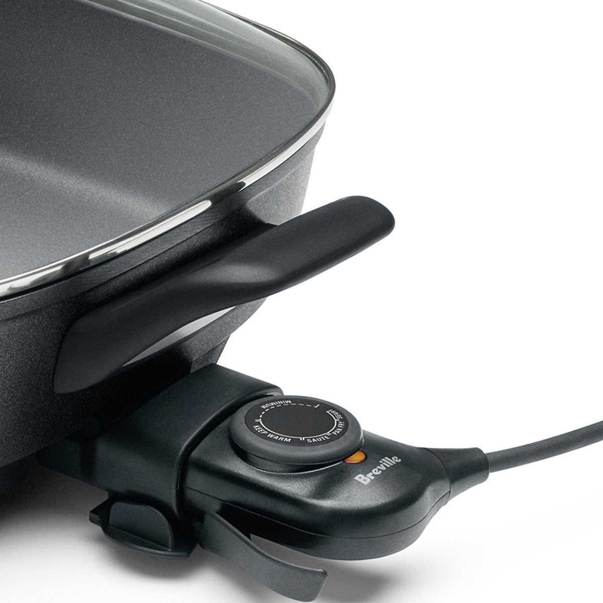 Breville Banquet Frypan - 38 x 29.5cm Non-Stick Pan, 2200W, Pan Tilt Lever, Grey - BEF250GRY